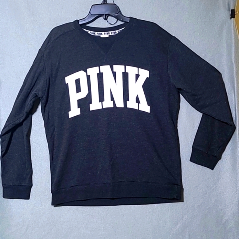 PINK VICTORIA'S SECRET Dark Gray Pullover Long Sleeve Sweatshirt - Size‎ Medium